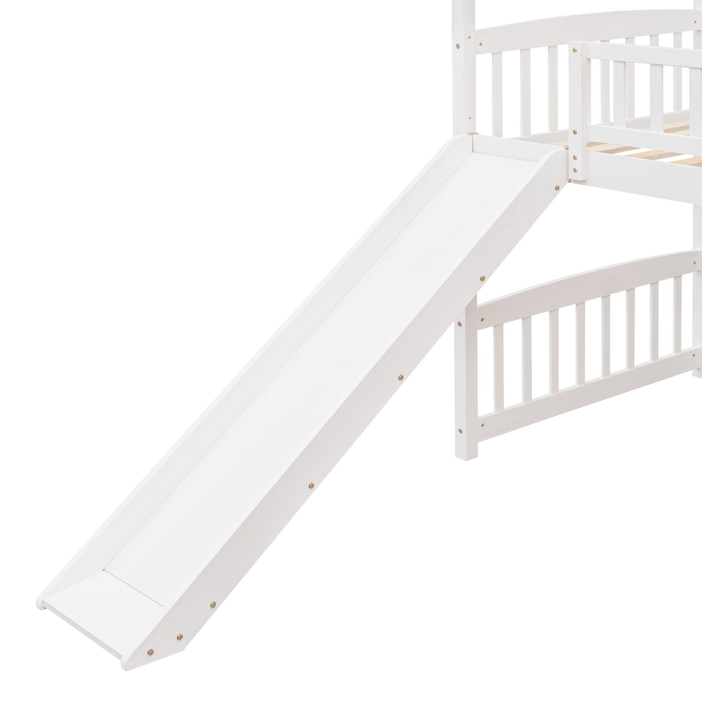 Twin House Loft Bed With Slide - White