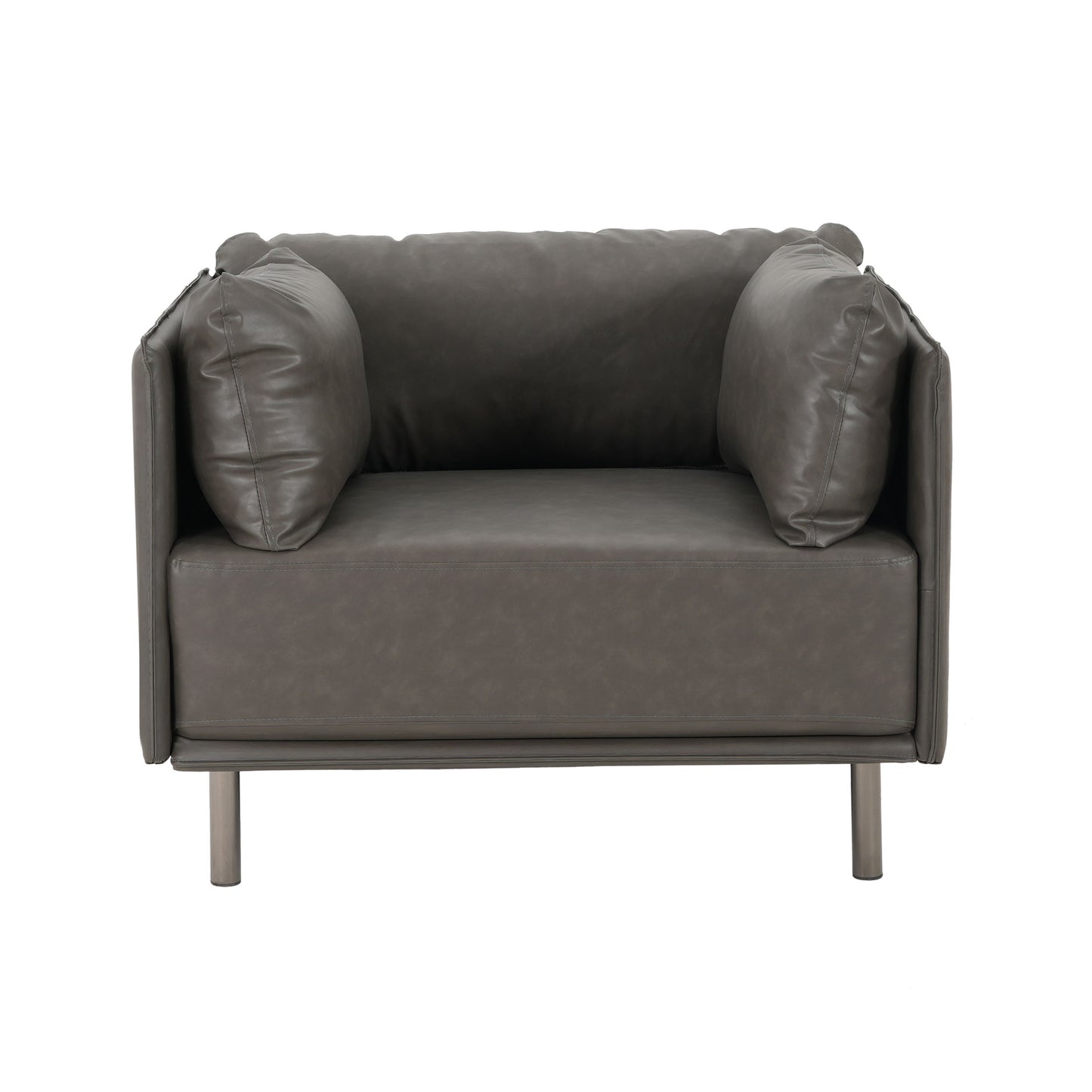 Vintage Lounge Chair With Polyester Upholstery, Steel Legs - Gray