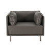 Vintage Lounge Chair With Polyester Upholstery, Steel Legs - Gray