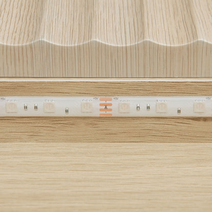 Fluted 6 Drawers Dresser, Double Dresser Chest Of Drawers, Modern Chest Of Drawers With LED, Drawer Organizer For Bedroom, Living Room, Hallway - Natural