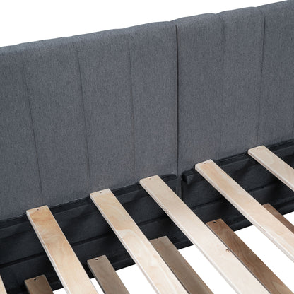 Upholstered Daybed With Trundle Twin Size Sofa Bed Frame No Box Spring Needed, Linen - Gray