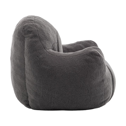 Comfy Bean Bag Chair With Filler, Tufted Memory Foam Sofa Teddy Fabric, Fluffy And Cozy Seating For Dorm, Apartment, Or Living Room - Dark Gray