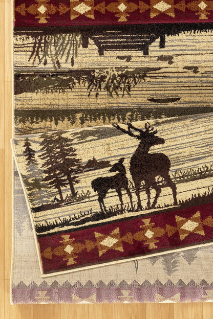 Nature's Nest - 7'10" X 10'3" Lodge Area Rug, Polyester - Multi