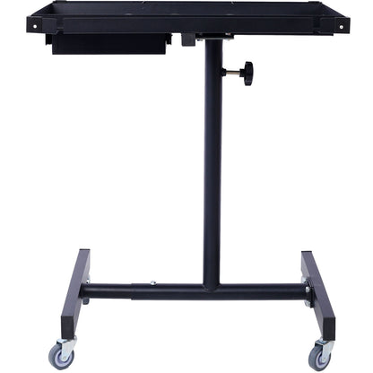 Adjustable Tear Down Work Table With Drawer For Garages, Repair Shops, And Diy, Portable, (4) 2.5" Swivel Casters, 220 Pound Capacity, Rubber Corners, Heavy Duty Steel - Black