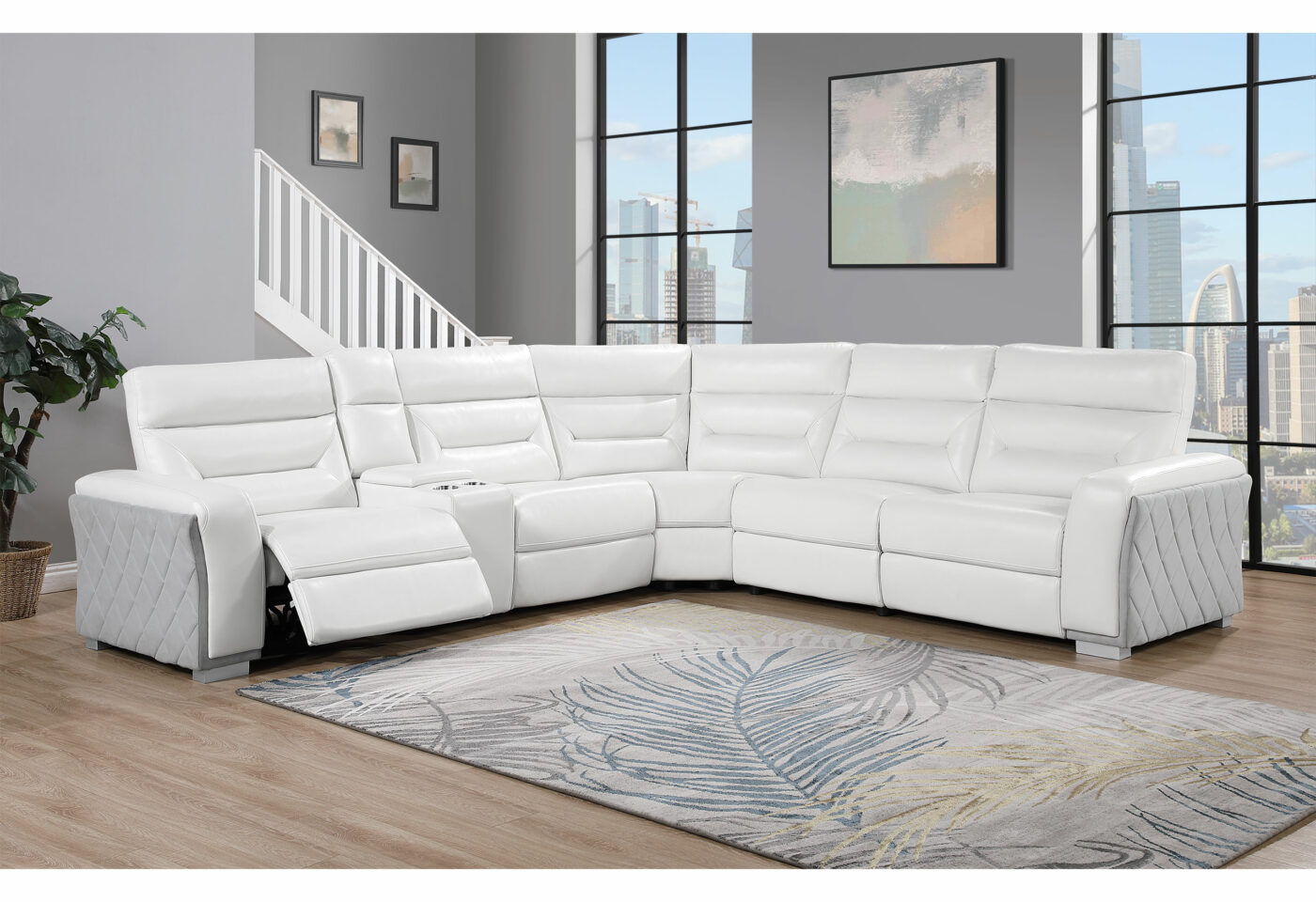 Coolray - Sectional - Blanche White / Gray