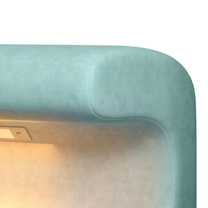 Upholstered Ottoman With LED Sensor Light Ideal For Living Room, End Of Bed - Antique Blue Green