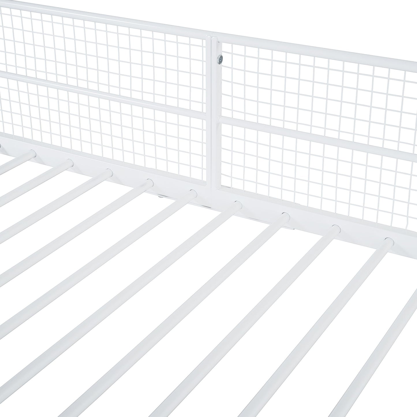 Twin Over Full Bunk Bed With 5 Tier Shelves - White