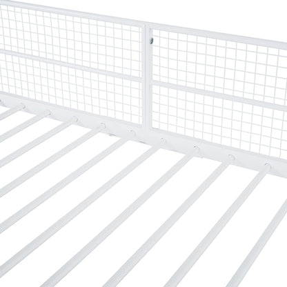 Twin Over Full Bunk Bed With 5 Tier Shelves - White
