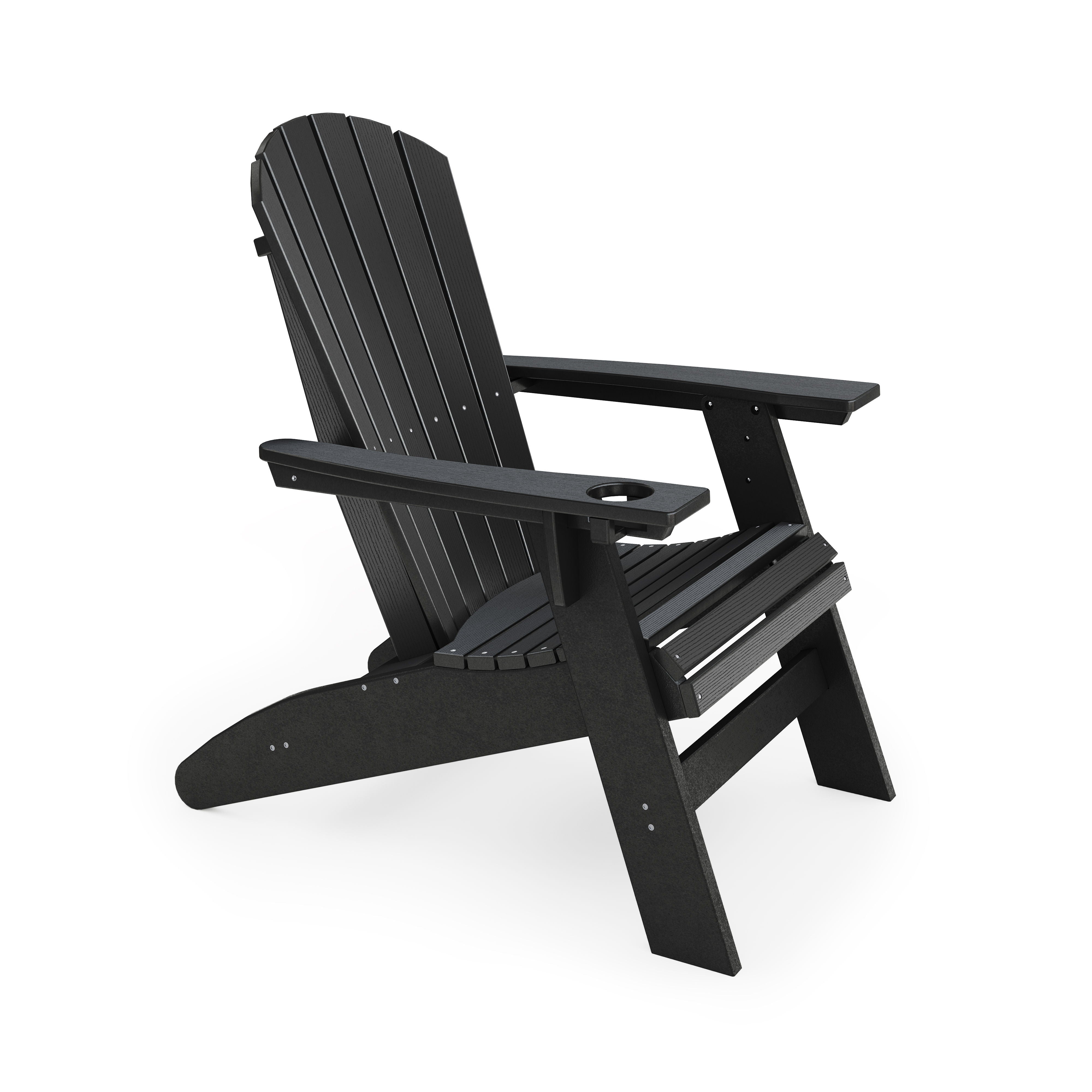 Adirondack Chair Sturdy HDPE Poly Lumber For Poolside, Patio, And Garden Relaxation - Black