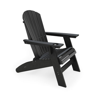Adirondack Chair Sturdy HDPE Poly Lumber For Poolside, Patio, And Garden Relaxation - Black