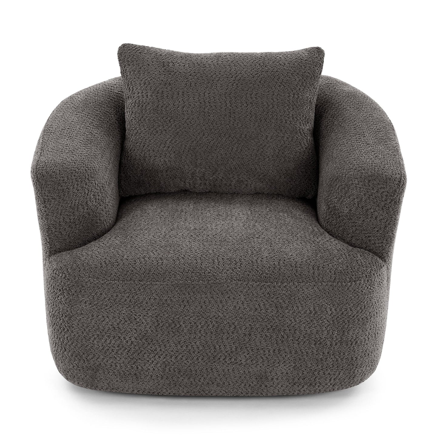Chenille Upholstered 360ÔøΩÔøΩ Swivel Barrel Sofa Chair With Throw Pillow, Accent Chair For Living Room, Office And Hotel - Gray