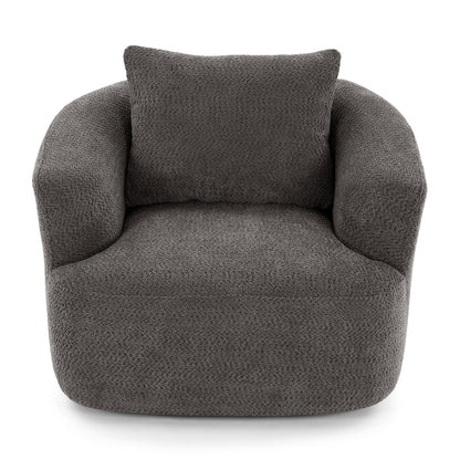 Chenille Upholstered 360ÔøΩÔøΩ Swivel Barrel Sofa Chair With Throw Pillow, Accent Chair For Living Room, Office And Hotel - Gray