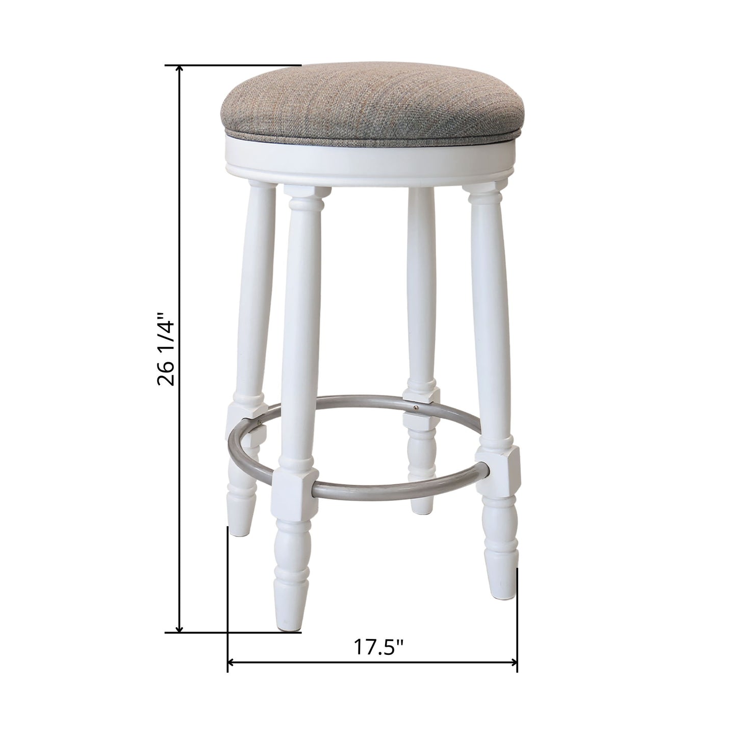 26" Counter Height Swivel Bar Stools (Set of 2) With Upholstered Seat - White