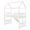 Twin House Loft Bed With Slide - White