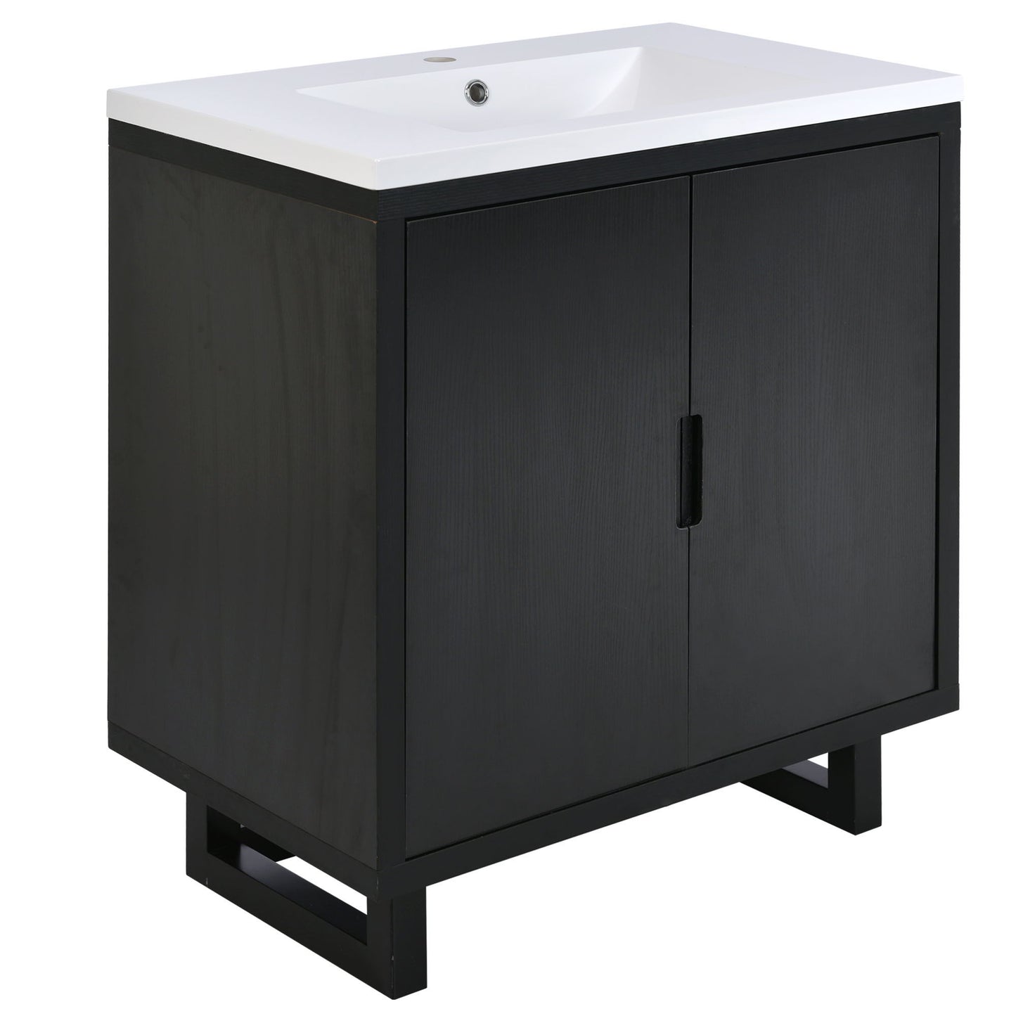 Bathroom Vanity Set With Sink, Combo Cabinet, Bathroom Storage Cabinet, Solid Wood Frame - Black