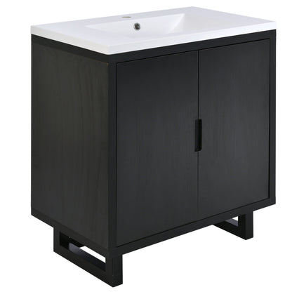 Bathroom Vanity Set With Sink, Combo Cabinet, Bathroom Storage Cabinet, Solid Wood Frame - Black