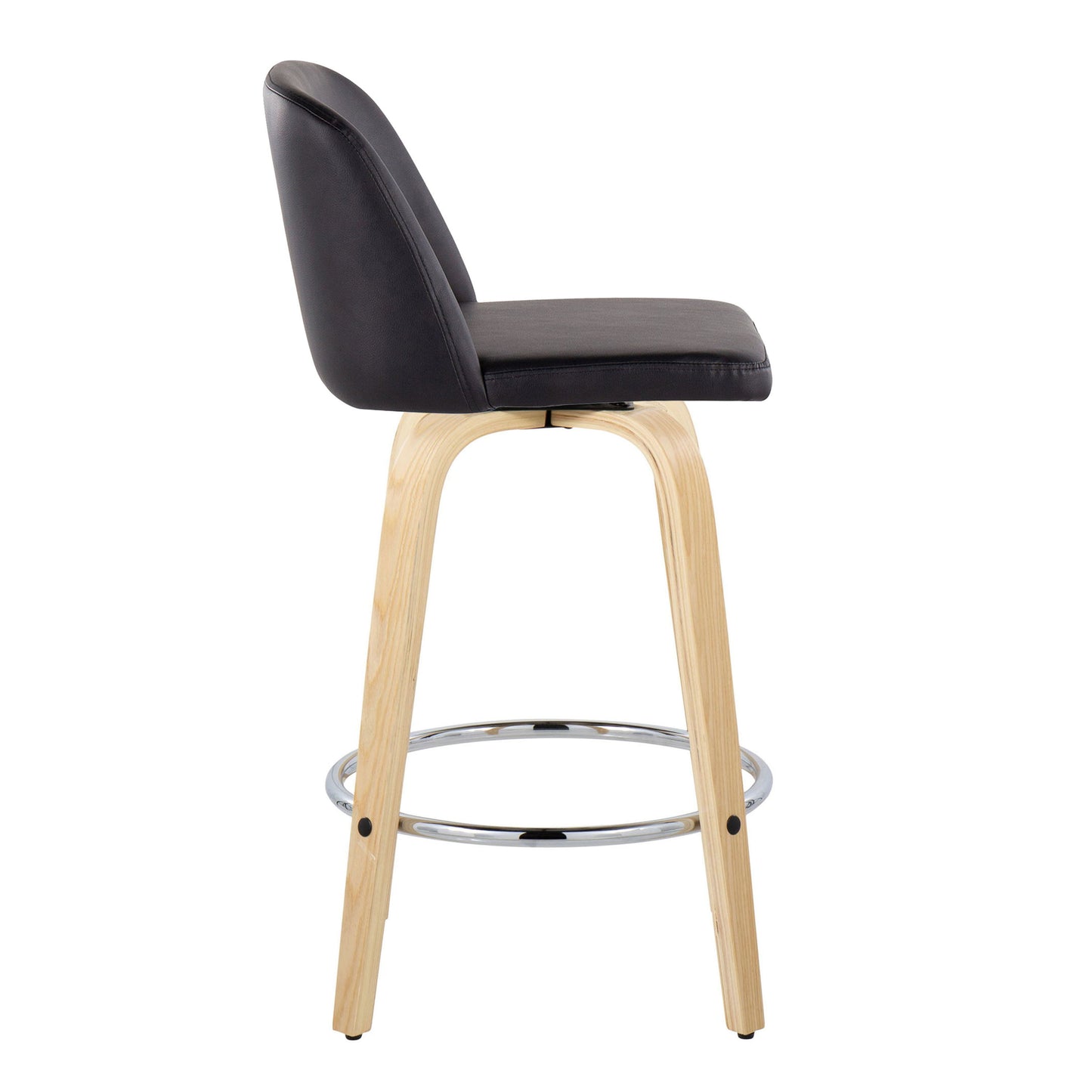 Toriano - Contemporary Fixed Height Counter Stool With Swivel And Round Footrest (Set of 2) - Natural / Black