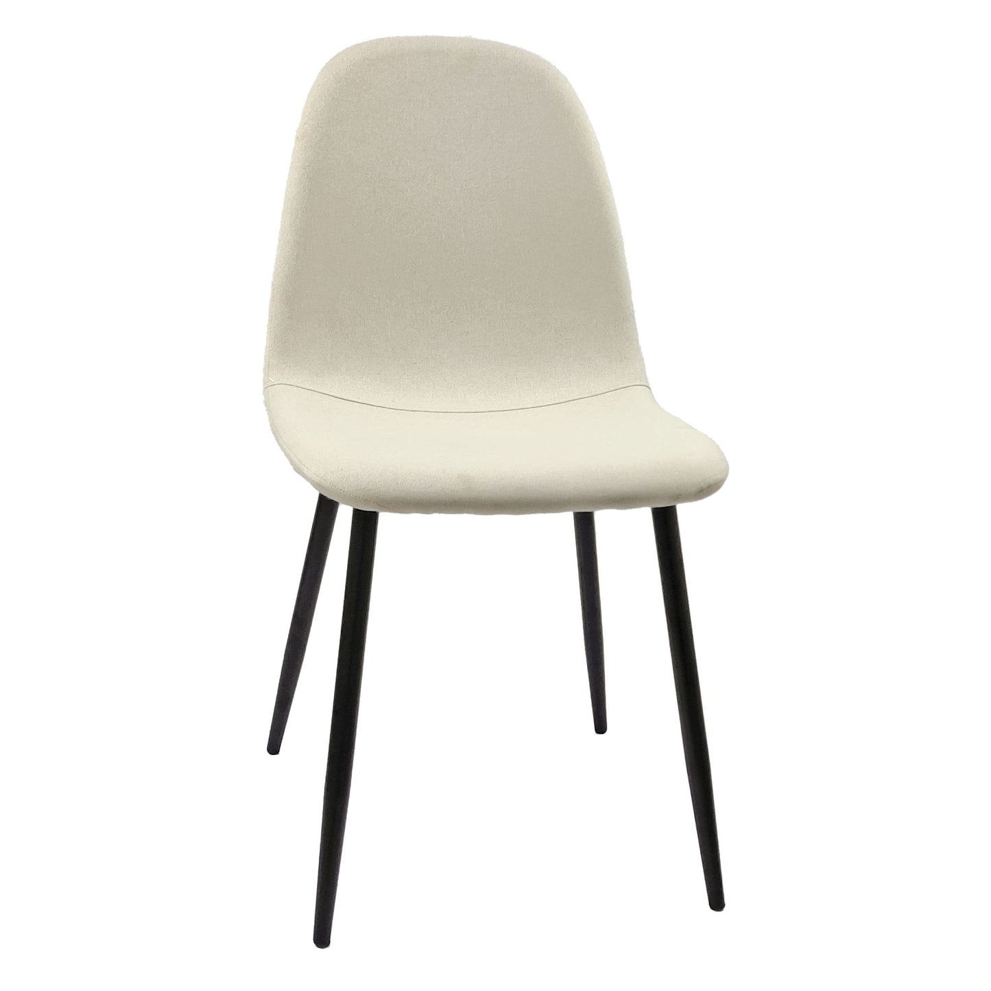 Modern Dining Chairs (Set of 4) With Linen Fabric Upholstered Seat, Spoon Shape Design - Black / Beige