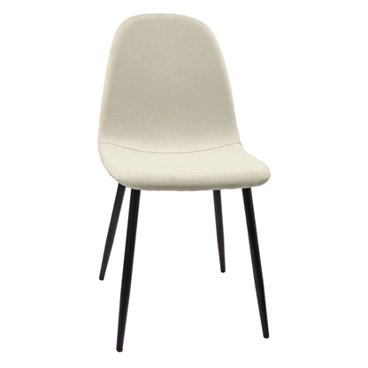 Modern Dining Chairs (Set of 4) With Linen Fabric Upholstered Seat, Spoon Shape Design - Black / Beige
