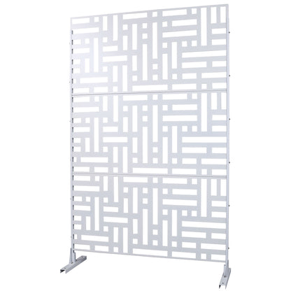 Decorative Freestanding Metal Privacy Screen For Indoor & Outdoor Use - White