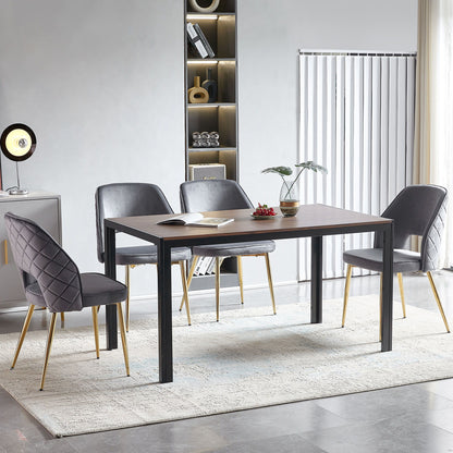 Velvet Dining Chairs With Metal Legs And Hollow Back Upholstered Dining Chairs (Set of 4) - Gray