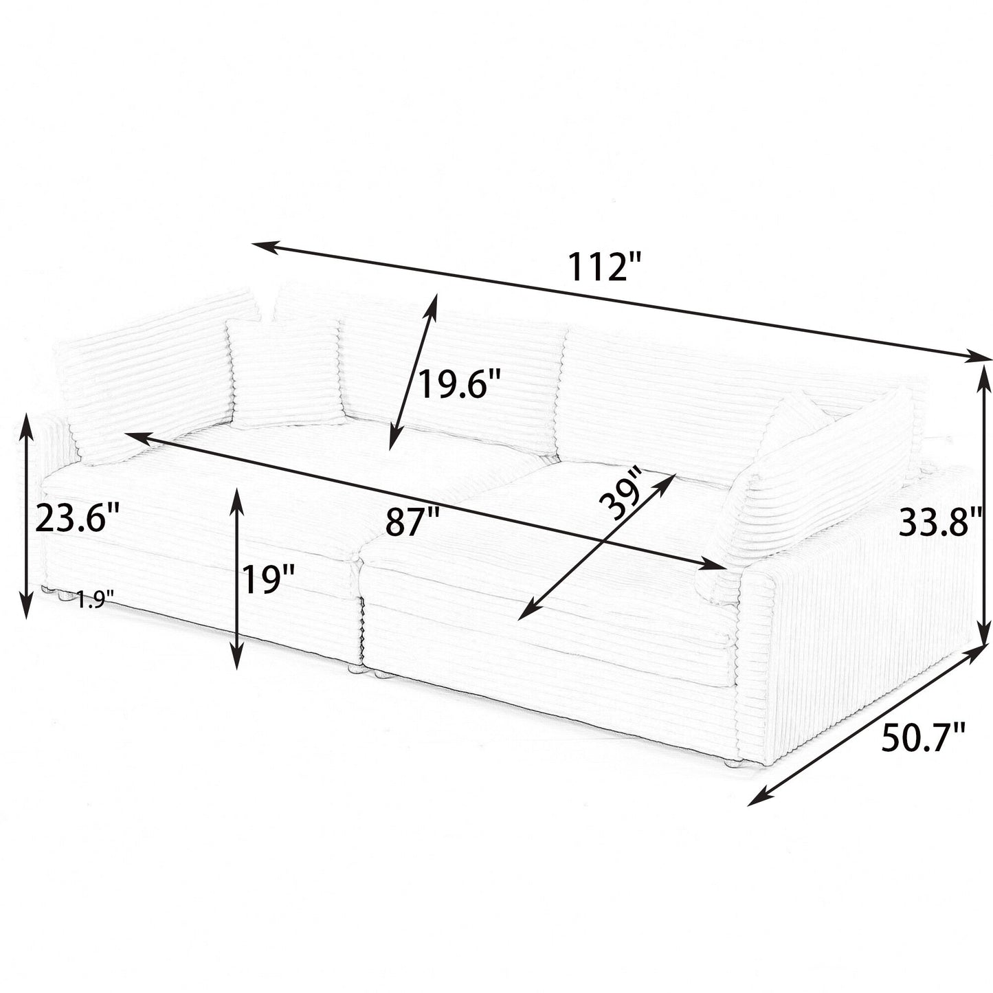 2 Throw Pillows, Four Backrests, Opening Up A New Style For The Living Room's Casual Area - Black