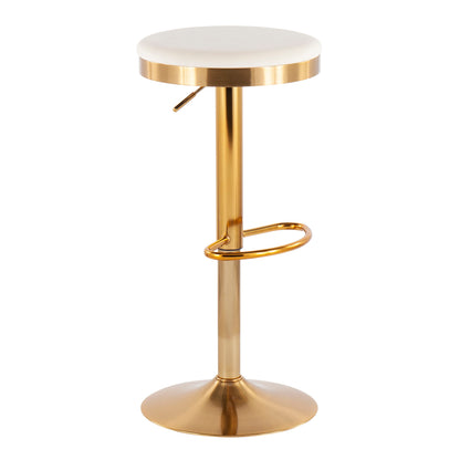 Dakota - Contemporary Upholstered Adjustable Barstool (Set of 2) - Gold / Cream