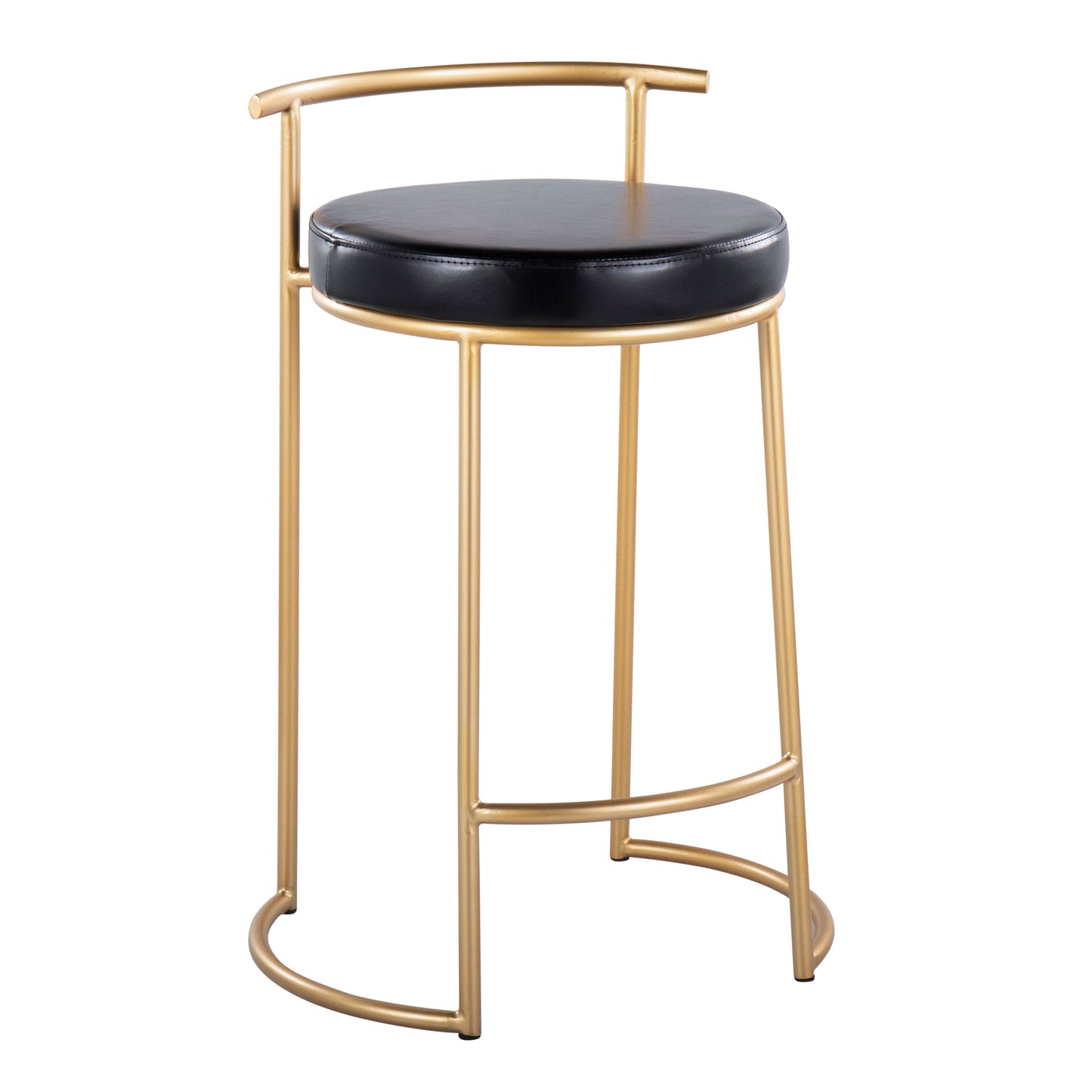 Fuji - Round Contemporary Fixed Height Counter Stool (Set of 2) - Gold / Black