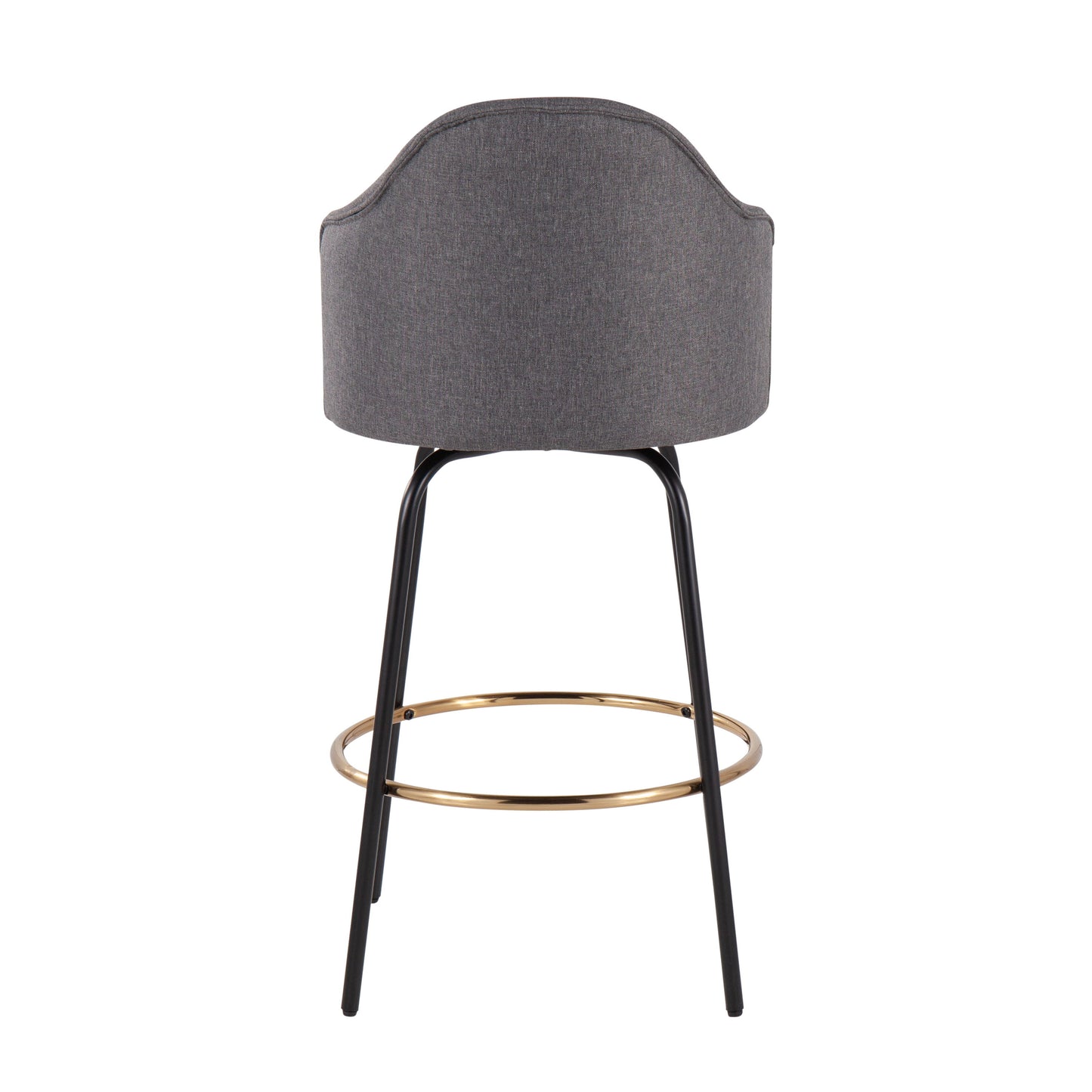 Ahoy - Contemporary Fixed Height Counter Stool Round Gold Footrest (Set of 2) - Gray / Black