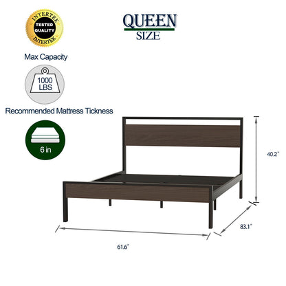 Ceres - Queen Bed With Wood Headboard & Footboard - Black And Walnut