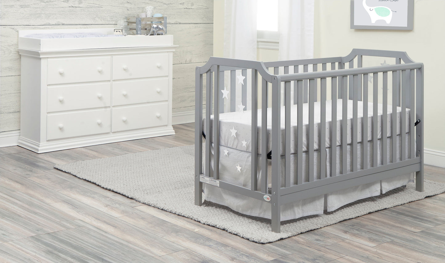 Celeste - 3 In 1 Convertible Island Crib - Light Gray