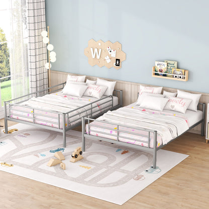Full Over Full Metal Bunk Bed - Sliver