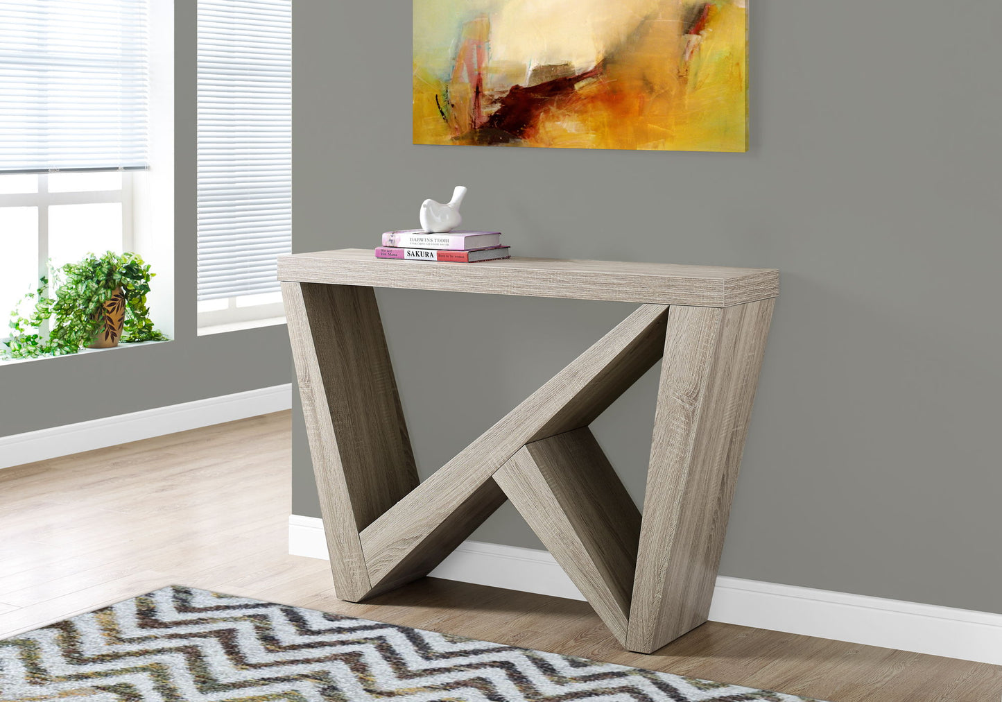 Accent Console Table For Entryway, Contemporary & Elegant Design - Taupe