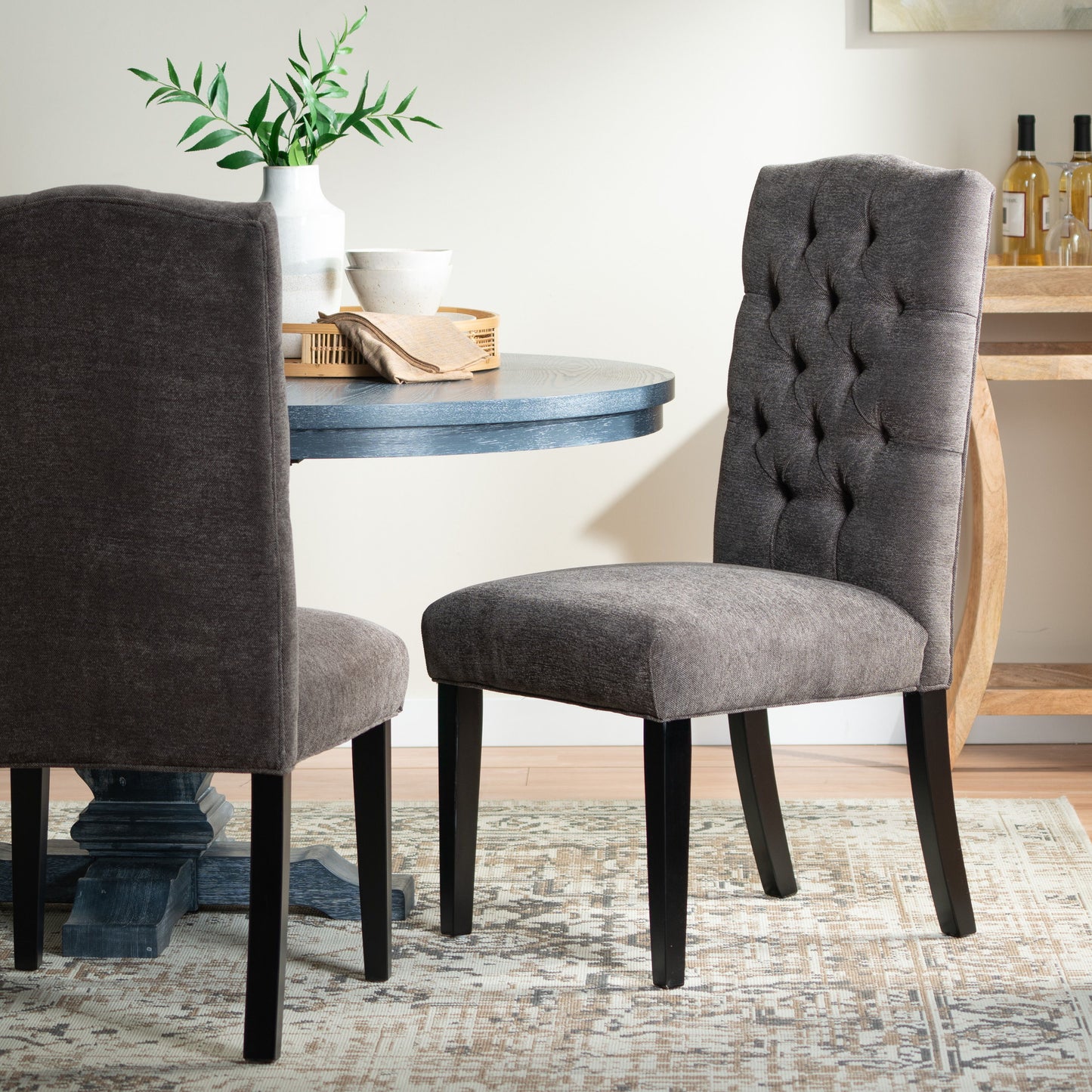 Harriet - Tufted Dining Chair (Set of 2) - Dark Gray