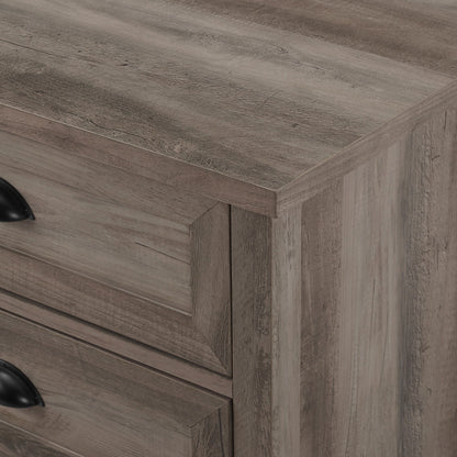 Transitional Farmhouse Framed 3 Drawer Nightstand With Cup Handles - Gray Wash