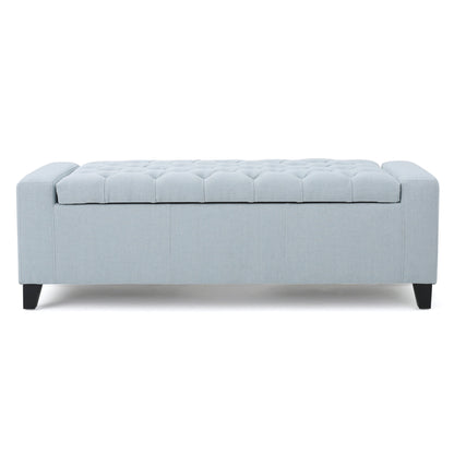 Stylish Guernsey Ottoman With Storage Function - Light Sky