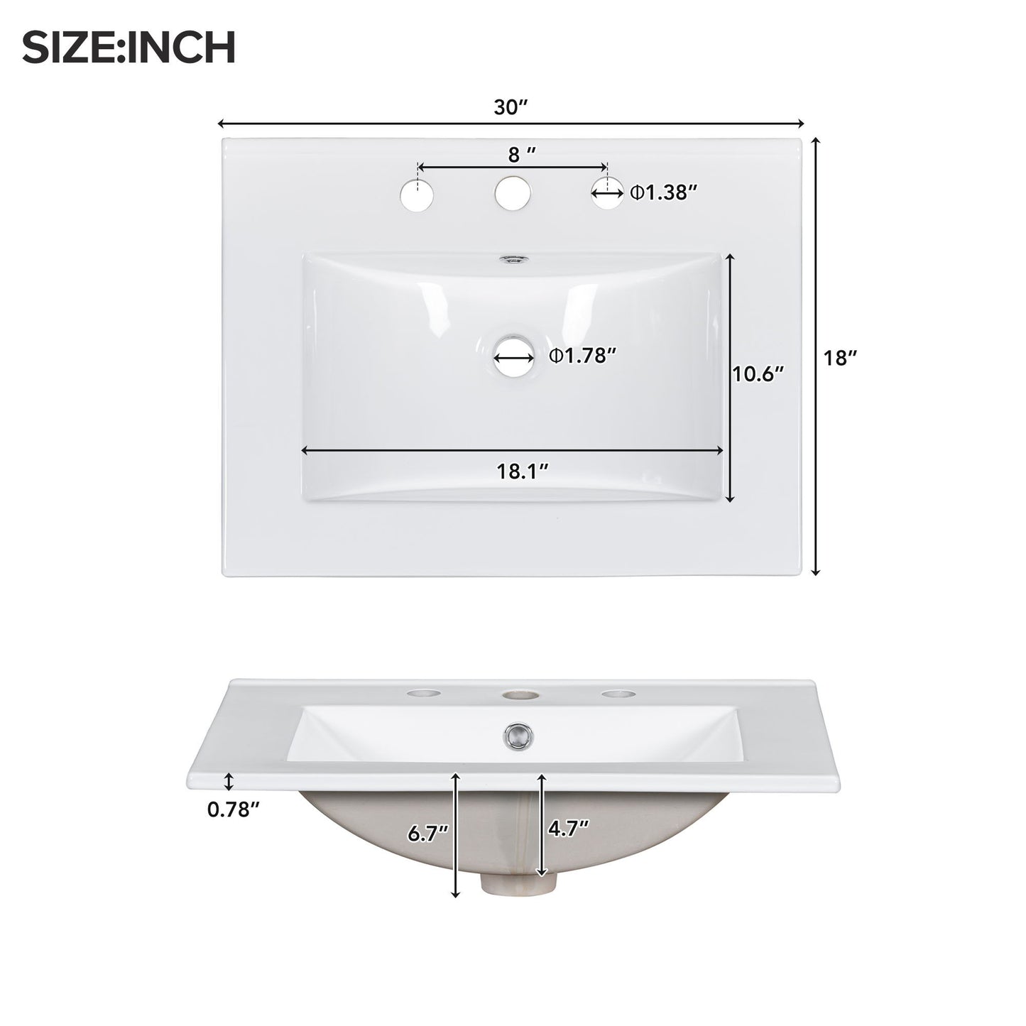Bathroom Vanity Cabinet With Ceramic Basin, 3 Drawers And Adjustable Shelves - Green