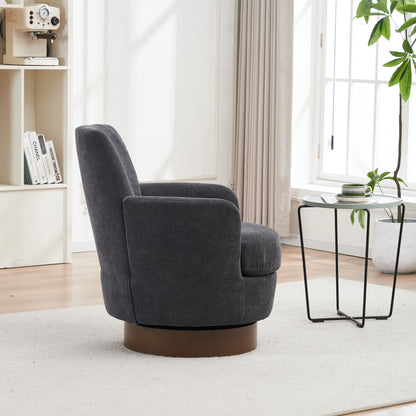 Swivel Barrel Chair, Swivel Accent Chairs Armchair For Living Room, Reading Chairs For Bedroom Comfy, Round Barrel Chairs With Gold Stainless Steel Base - Dark Gray