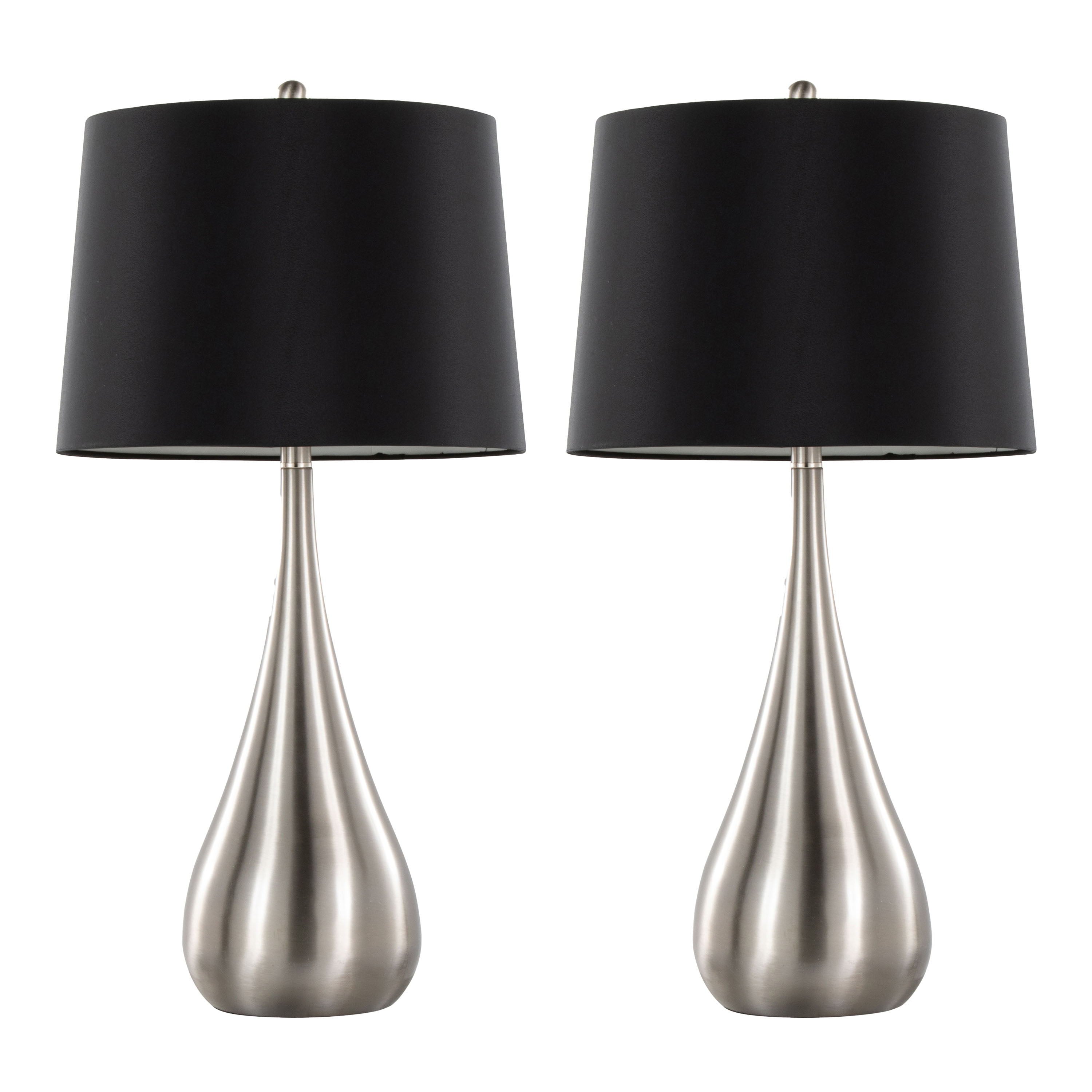 Pebble - Contemporary Table Lamp (Set of 2) - Nickel / Black
