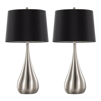 Pebble - Contemporary Table Lamp (Set of 2) - Nickel / Black
