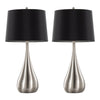 Pebble - Contemporary Table Lamp (Set of 2) - Nickel / Black