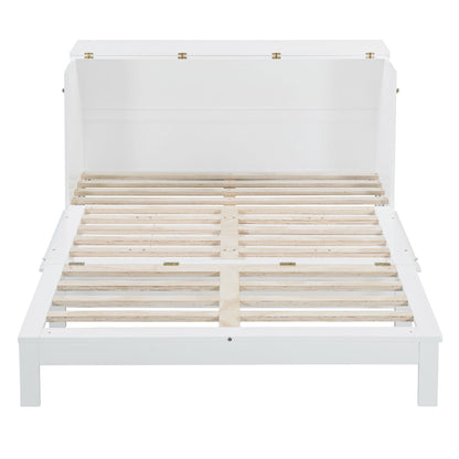 Queen Size Murphy Bed With Large Drawers - White