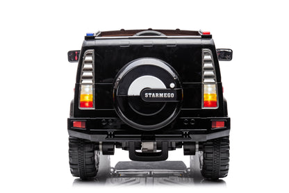 12V7A 30W*2 Four-Wheel Drive Leather Seat One Button Start, Forward And Backward, High And Low Speed, Music, Front Light, Power Display, Two Doors Can Open, 2.4G R / C, Seat Belt Four Wheel Absorber - Black