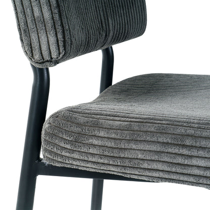 Modern Dining Chair (Set of 2) Fabric Upholstered With Black Metal Legs, Home And Bedroom Use - Gray