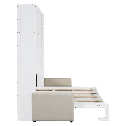 Queen Size Murphy Wall Bed With Sofa - White