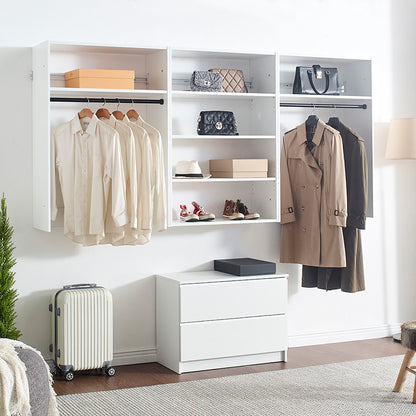 Devi - Wall Mounted Wood Closet System With Modular Units - White