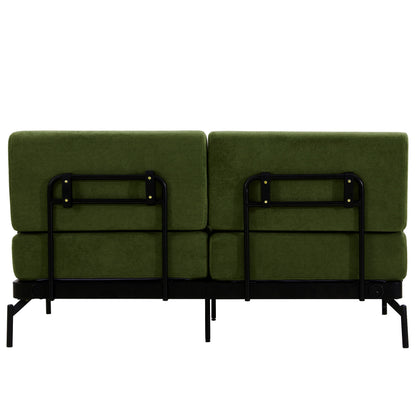 Modern Loveseat Sofa 2 Seater With USB Ports, Cylindrical Armrests - Green