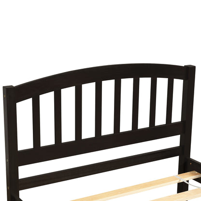 Twin Size Platform Bed Frame With Trundle - Espresso