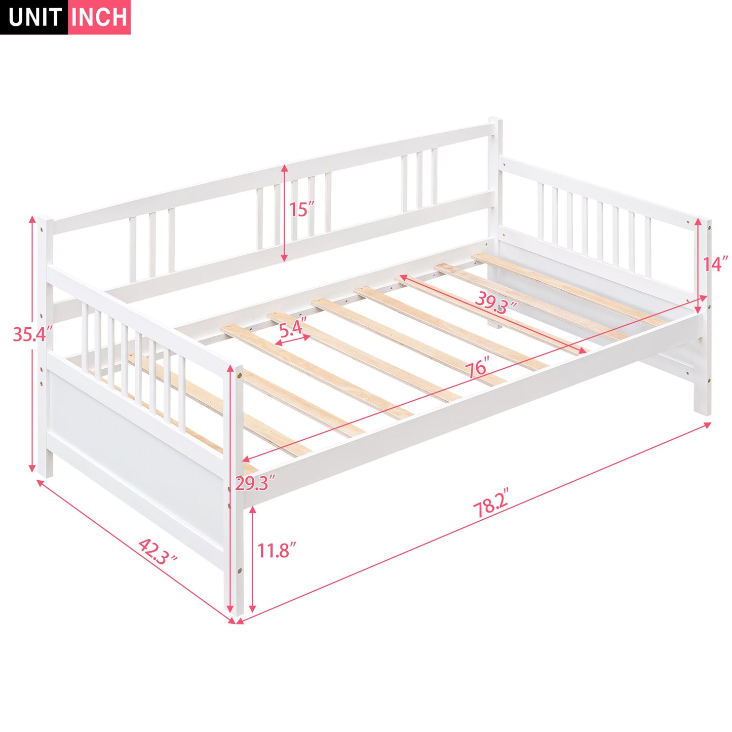 Twin Size Modern Daybed, Multifunctional - White