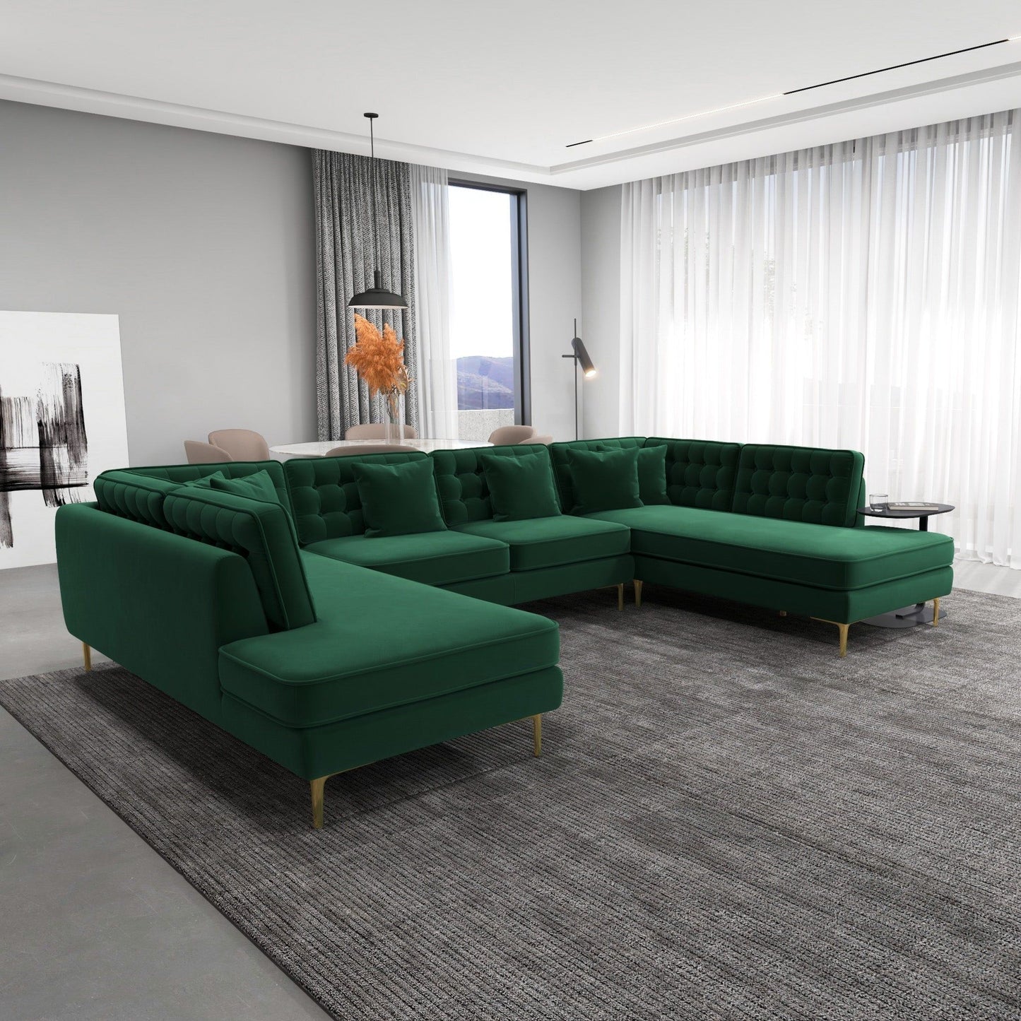 Brooke - U Shape Corner Sofa - Green